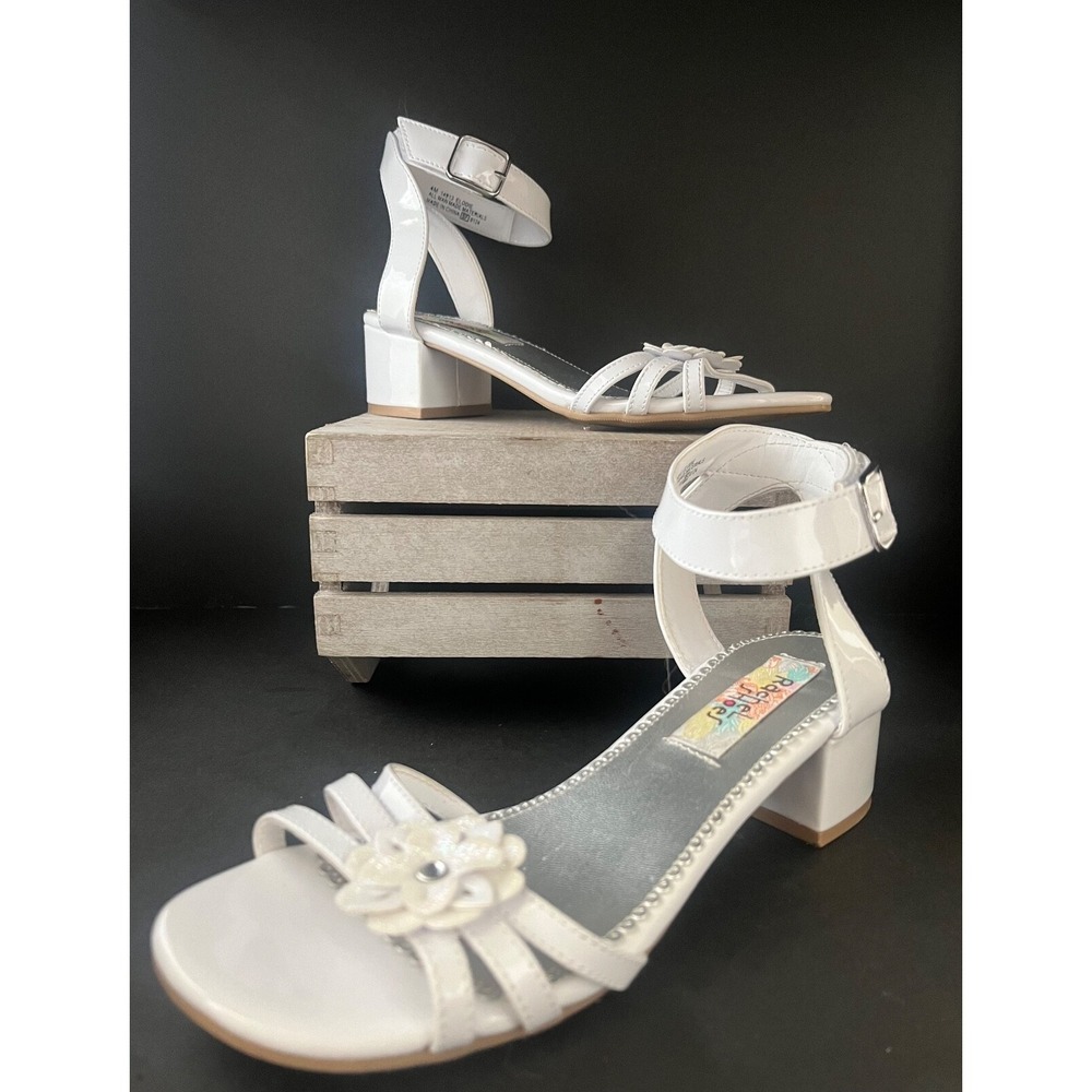 EUC Rachel Shoes Elodie White Girls Sandal Heel Size 4M - Picture 2 of 7